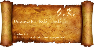 Oszaczki Kálmán névjegykártya
